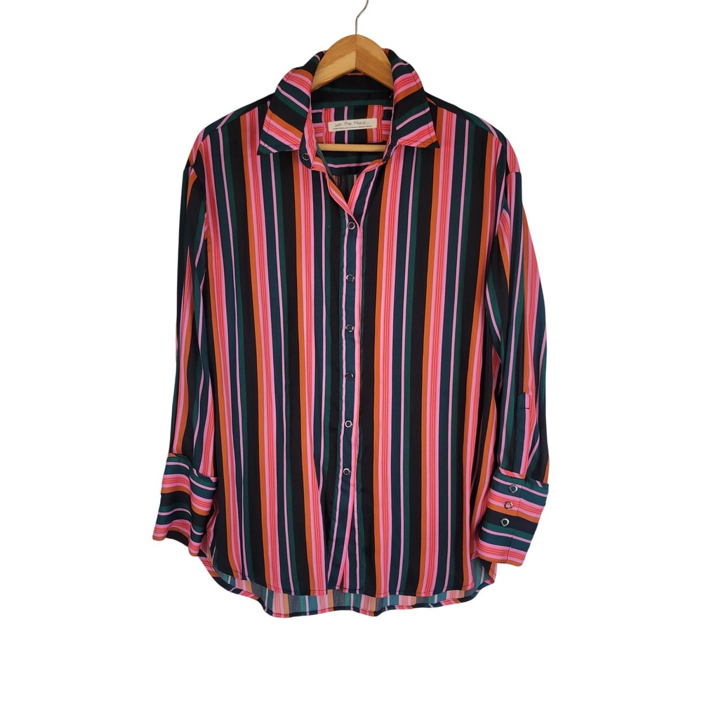 We the Free Striped Snap Front Blouse Top Size Extra Small Shirt Colorful
